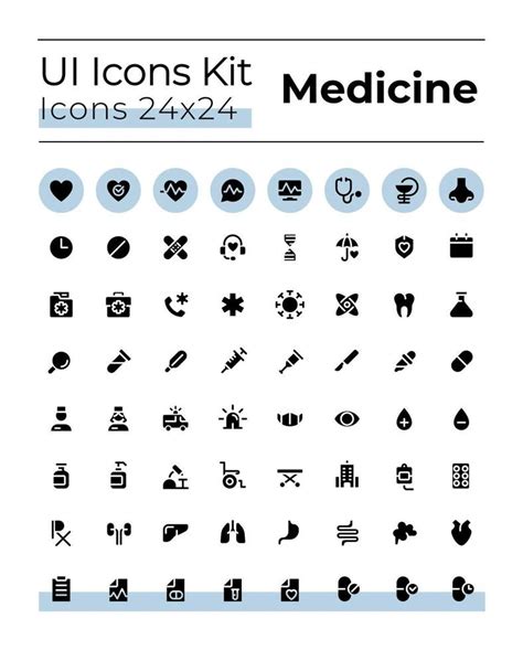 Medicine Related Black Glyph Ui Icons Set Hospital And Clinic