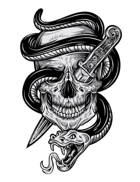 Premium Vector Tattoo Snake Skull