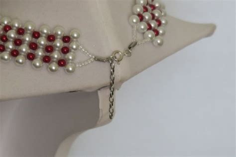 Red and White Pearl Choker Necklace - Etsy