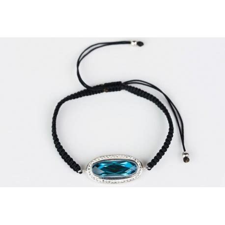 Pulsera Cordon Trenzado Swarovski Aqua Y Strass Mic Mac Creaciones Sl