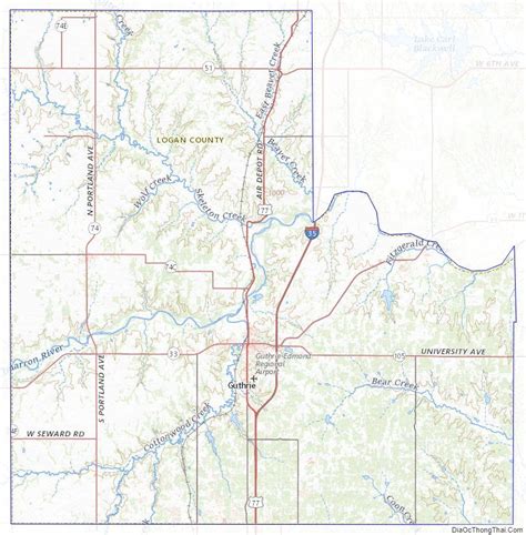 Topographic Map Of Logan County Oklahoma Logan County Us Map