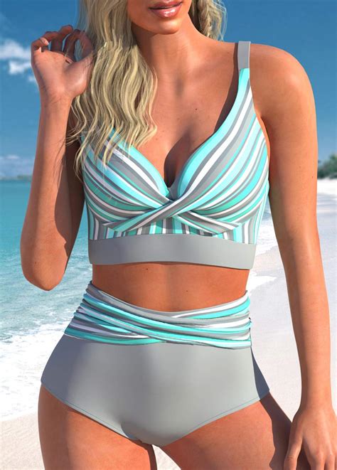 ROTITA Criss Cross Light Grey Bikini Top Rotita USD 18 98