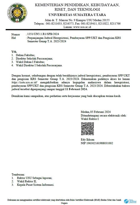 Perpanjangan Jadwal Heregristrasi Pembayaran Spp Ukt Dan Pengisian Krs