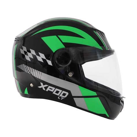 Tvs Racing Xpod Lt Black Green Full Face Helmet Custom Elements