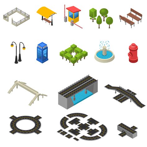 City Isometric Icons Set 477176 Vector Art At Vecteezy