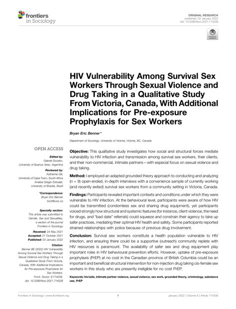 Pdf Hiv Vulnerability Among Survival Sex Workers Through Sexual