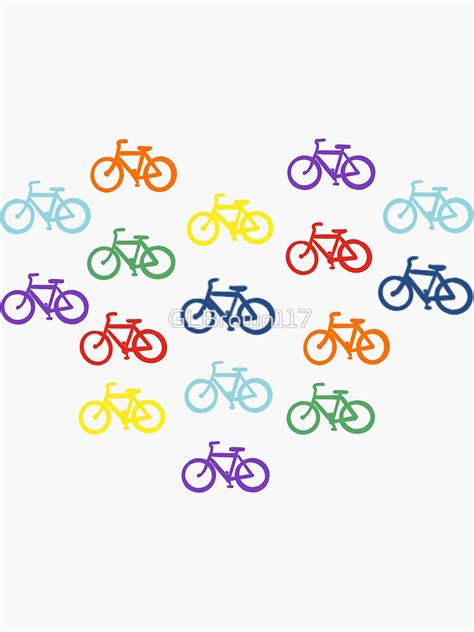 Rainbow Bicycle Pattern Heart Cyclist Art Sticker For Sale By