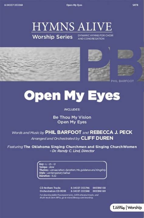 Open My Eyes With Be Thou My Vision Choral Anthem Satb Violin Sheet Music Pdf Arr Cliff