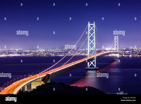 Akashi Kaikyo Bridge Spanning The Seto Inland Sea From Awaji Island To