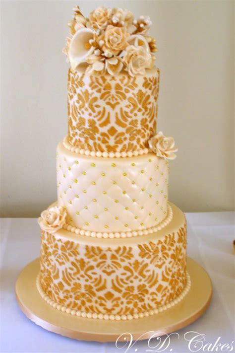 Gold Damask Unique Wedding Cakes Damask Cake Cake