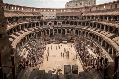 Premium Ai Image Gladiators Fighting In Ancient Colosseum With Crowds Of People Looking On