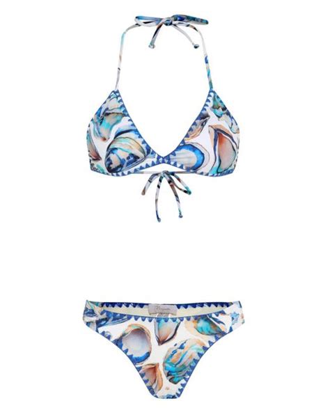 Brigitte Bardot Shell Print Bikini In Blue Lyst