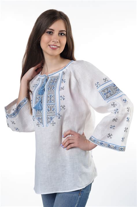 Ukrainian Linen White Embroidered Blouse Mrs Polubotok Traditional