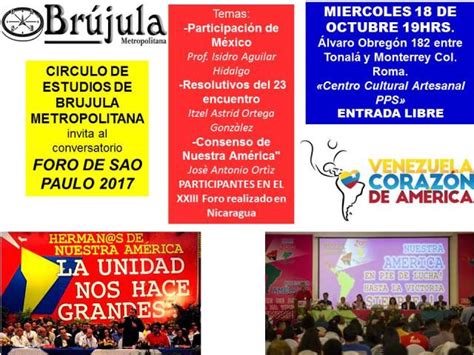 CIRCULO DE ESTUDIO BRUJULA METROPOLITANA Mier18oct 19hrs Foro De