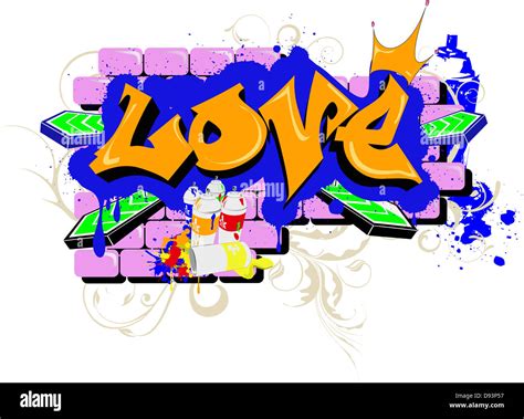 Wall Graffiti amor Arte Urbano ilustración vectorial Fotografía de stock - Alamy