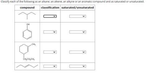 Solved Classify Each Of The Following As An Alkane An Alkene An