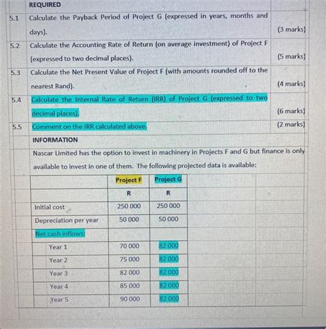 Solved Required Calculate The Payback Period Of Project Chegg