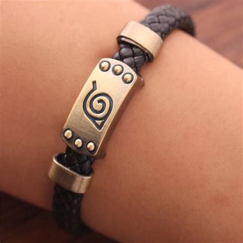 Naruto Bracelet Leaf Mark Brown Wristband Collar De Naruto Pulseras