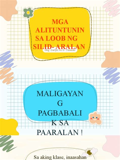 Mga Alituntunin Sa Loob NG Silid Aralan | PDF