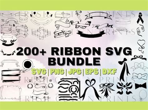 The Ribbon Svg Bundle Is Shown In Black And White With Different