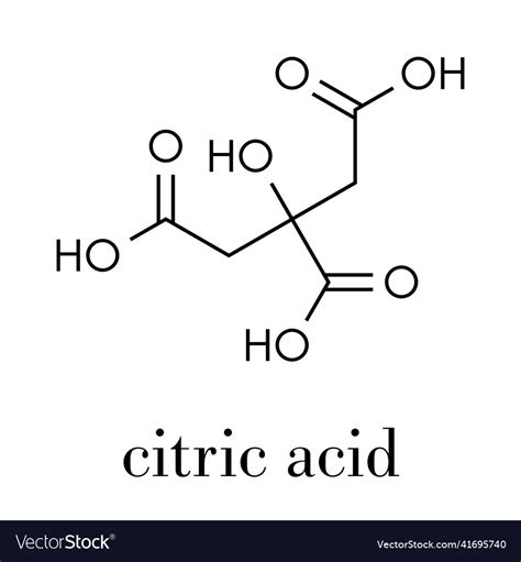 Citric Acid Molecule Common Fruit Acid Used Vector Image