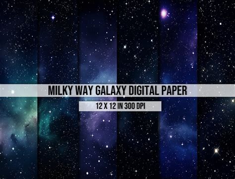 Milky Way Galaxy Textures Digital Paper 6 Designs Galaxy Digital Paper ...