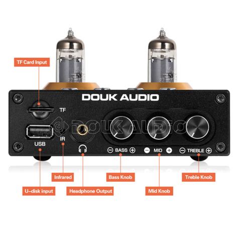 Douk Audio P2 Bluetooth Vacuum Tube Preamp Headphone Amplifier USB