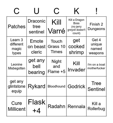 Elden Ring Lockout Bingo Card