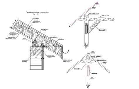Wooden roof structure detail 2d view CAD block autocad file | Roof