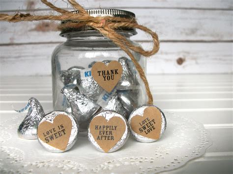 Kraft Hershey Kiss Heart Wedding Labels Jam Jar And Honey Favors