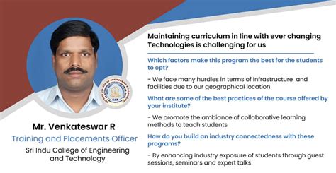 Sri Indu College of Engineering and Technology: Mr. Venkateswar R ...