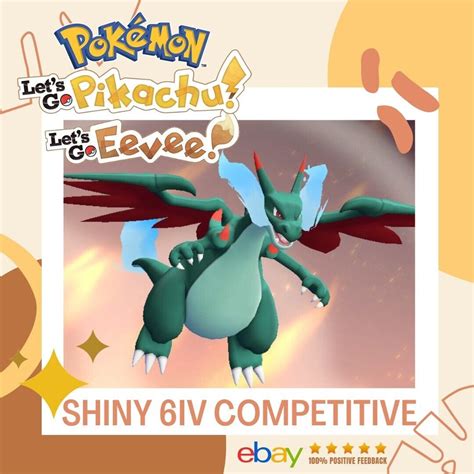 Mega Charizard X Shiny Pokémon Lets Go Pikachu Eevee Battle 6 IV ...