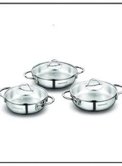 Korkmaz Korkmaz Stainless Steel Cookware Set With Glass Lid, Size 16-18 ...
