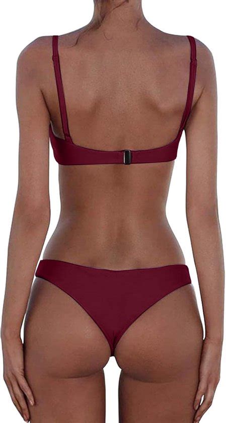 Dames Bikini Tweedelig Badpak Effen Kleur Sexy Uitgesneden Zwemkleding