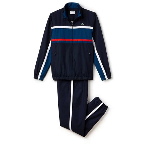 Lacoste Sport Mens Taffeta Tracksuit Navy Red