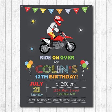 Editable Motocross Birthday Invitation Motocross Party Etsy Portugal