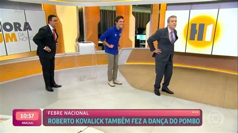 Apresentador da Globo paga promessa e faz a Dança do Pombo em