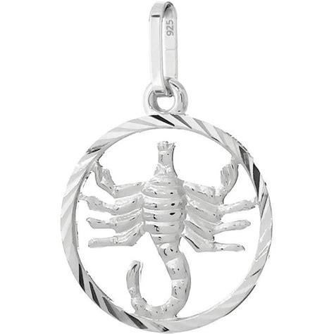 Scorpion Signe Astrologique Argent Massif 925 15Mm Pendentif Horoscope