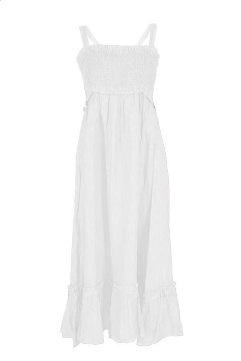 Designer Yes Zee White Linen Dress Grailed