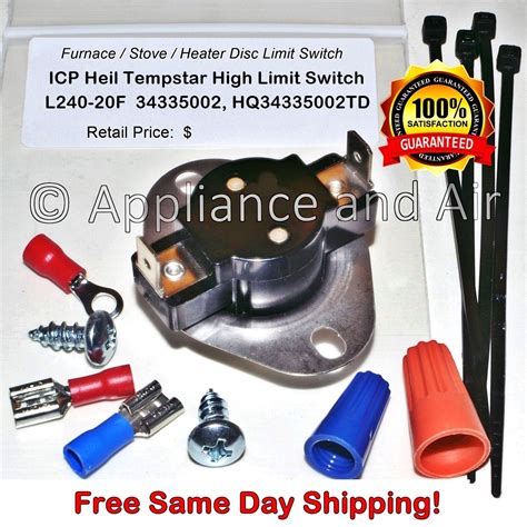 34335002 Hq34335002td Icp Heil Tempstar High Limit Switch L240 20f Ships Today Ebay