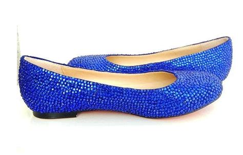 Royal blue Crystal Flat Shoes, Blue Wedding Flats, Dark Blue bridal flats ballet flats crystal ...