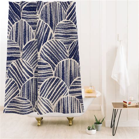 Navy Blue Striped Pattern 2 Shower Curtain Alisa Galitsyna