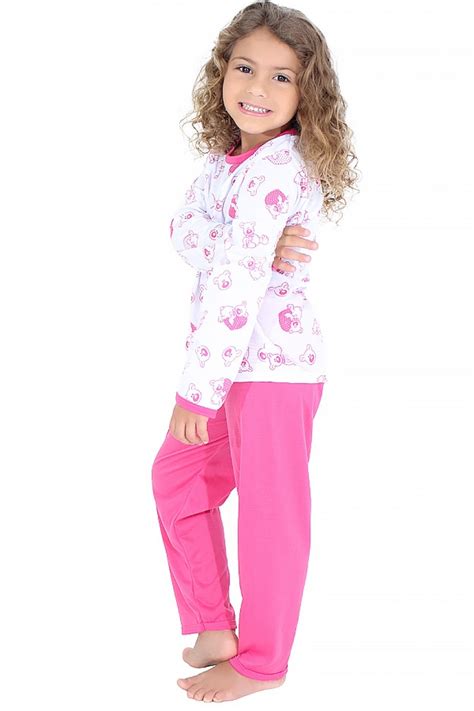 Pijama Longo Infantil 077 Pink Ursinho Kaisan