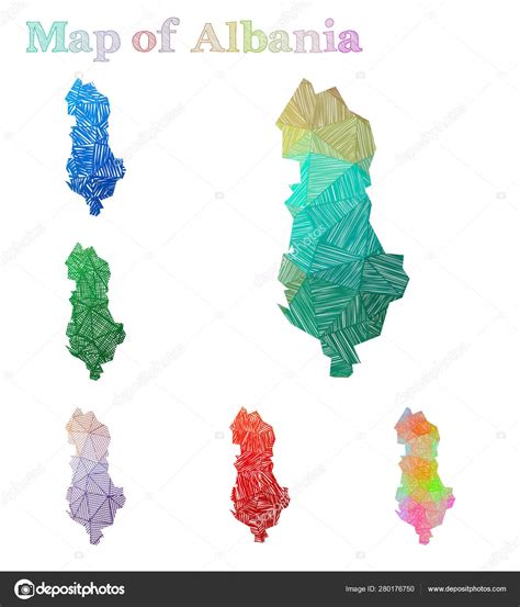 Mapa dibujado a mano de Albania Colorida forma del país Sketchy Albania