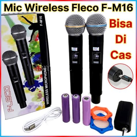 Jual Microphone Wireless Double Isi Mic Karaoke Fleco F M Bisa Cas