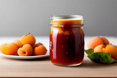 Premium AI Image A Jar Of Apricot Jam On The Tabletop