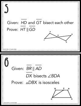 Congruent Triangles Proofs Task Cards By Mrs E Teaches Math Tpt