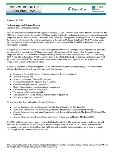 Uniform Appraisal Dataset Update Fill Out And Sign Printable Pdf Template Airslate Signnow