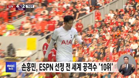 손흥민 Espn 선정 전 세계 공격수 10위