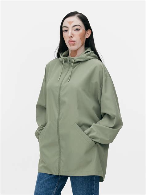 Womens Light Green Lightweight Hooded Parka Raincoat Primark